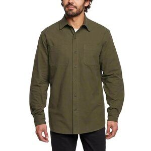 WOOLRICH Chamois Men 100% Brushed Cotton Button Up Long Sleeve Shirt Green L NEW